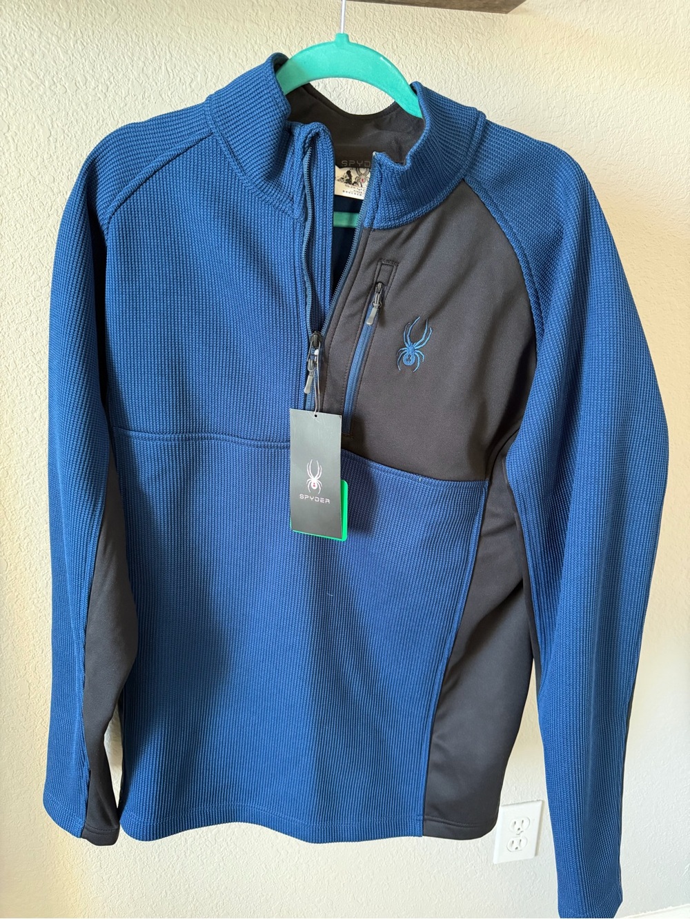 Spyder Blue and Black Fleece Quarter-Zip Jacket